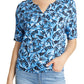 NICZOE Coastal Vines Palm Print Top - Blue Multi