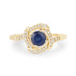 0.73 Carat Genuine Blue Sapphire and White Diamond 14K Yellow Gold Ring