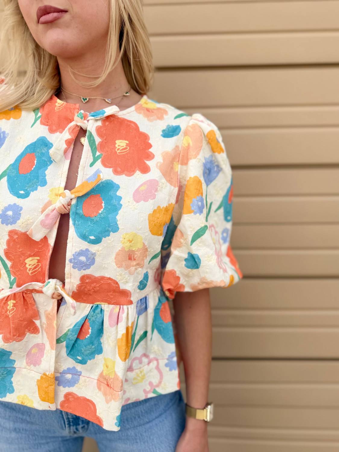 Aureum - April Front Tie Floral Top