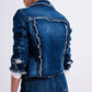 Q2 - Denim Jacket With Frayed Design