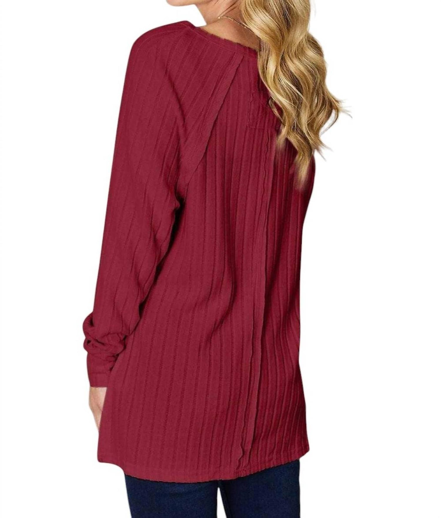 Basic Bae - Chic Ribbed Round Neck Slit Tee