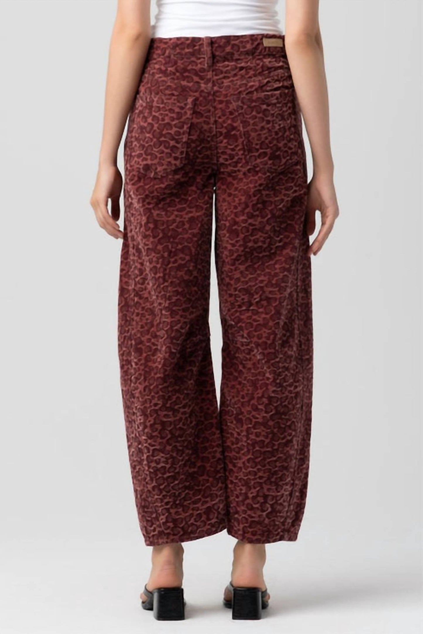 Blanknyc - Barrel Leg Leopard Pattern Pants