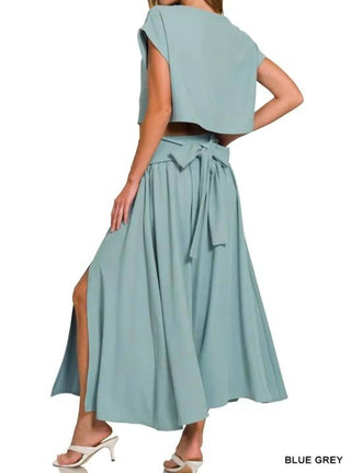 Trendsi - Conjunto de saia e camiseta cropped Zenana Heavy Woven Span