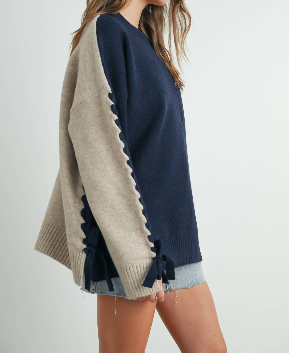 Buttermelon - Cate Tie Sleeve Pullover Sweater