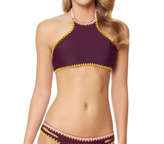 Jessica Simpson - Top de biquíni reversível com gola alta Woodstock