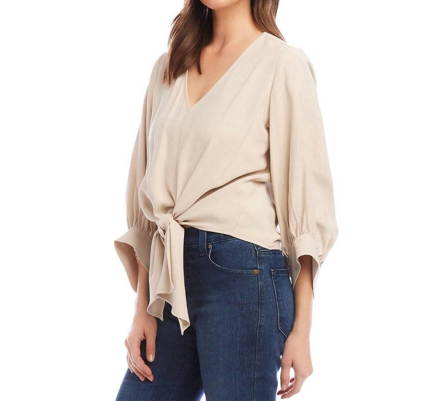 Karen Kane - Blouson Sleeve Tie-Front Top