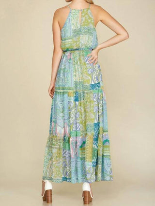 She + Sky - Chiffon Patchwork Tiered Maxi Dress