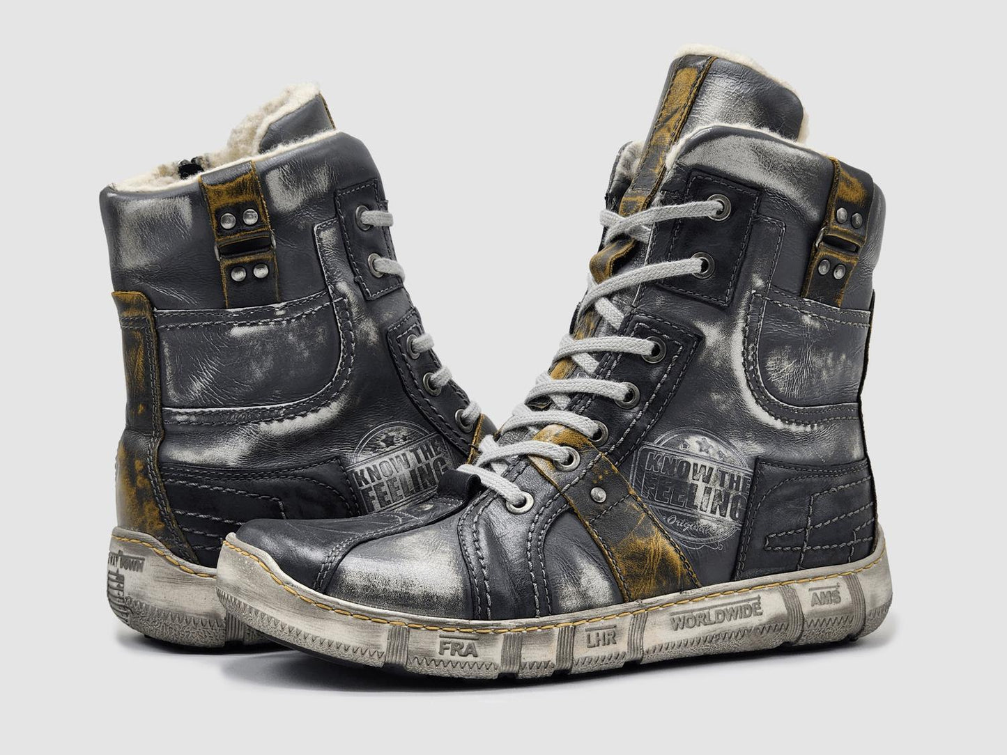 Kcr Group - Men's Tall Comfort Thick Wool Lined Zip-up Leather Boots