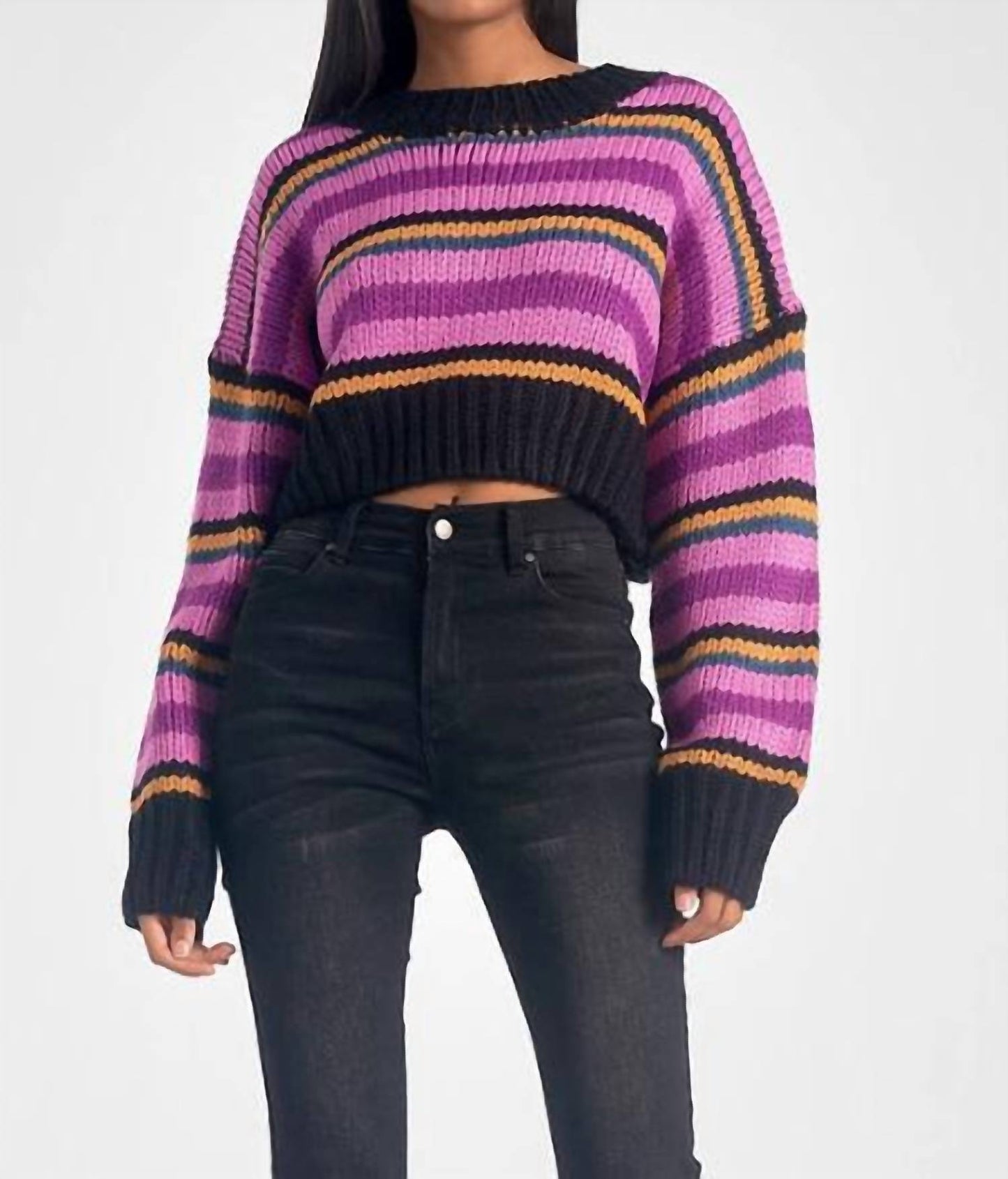 Elan - Pansy Stripe Long Sleeve Sweater