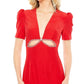 Ieena For Mac Duggal - Vestido com decote profundo e mangas bufantes recortadas