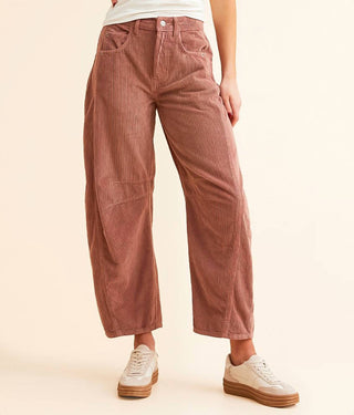 Free People - Calça cano de veludo cotelê de cintura média Good Luck