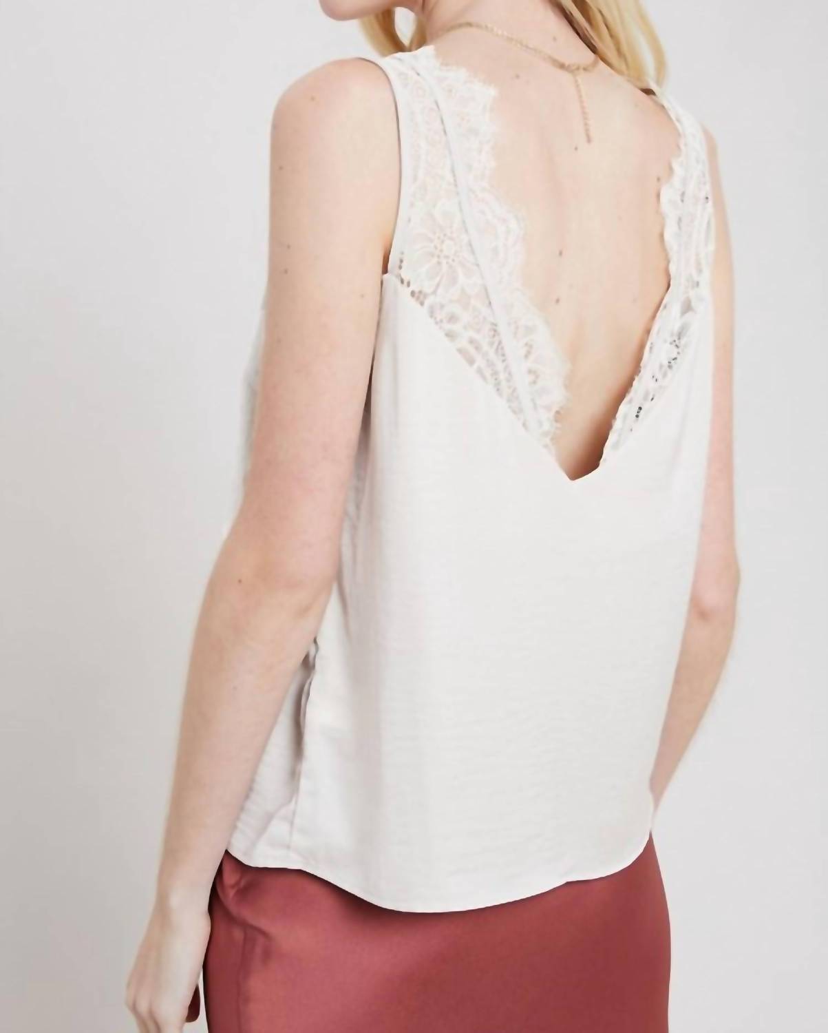 Wishlist - Satin Lace Trimmed Top