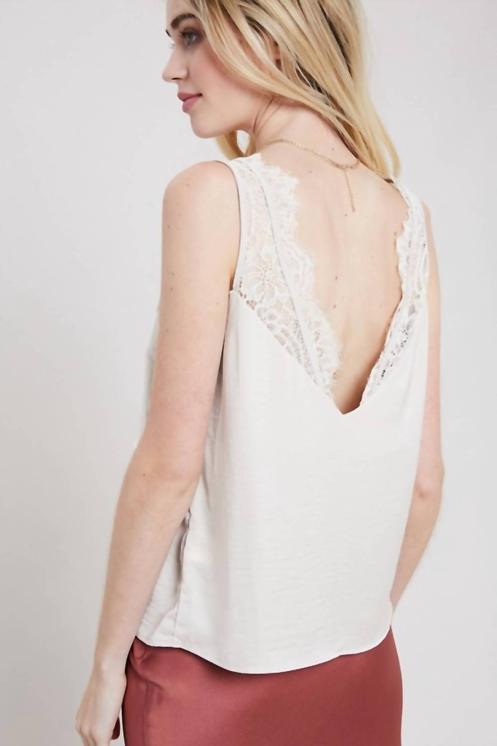 Wishlist - Satin Lace Trimmed Top