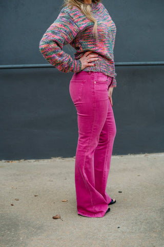 Caro John Denim - Calça Jeans Rosa Bootcut