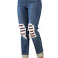 Judy Blue - Buffalo Plaid Destroyed Knee Boyfriend Jeans