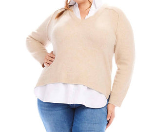 Karen Kane - Suéter Plus Size em Camadas