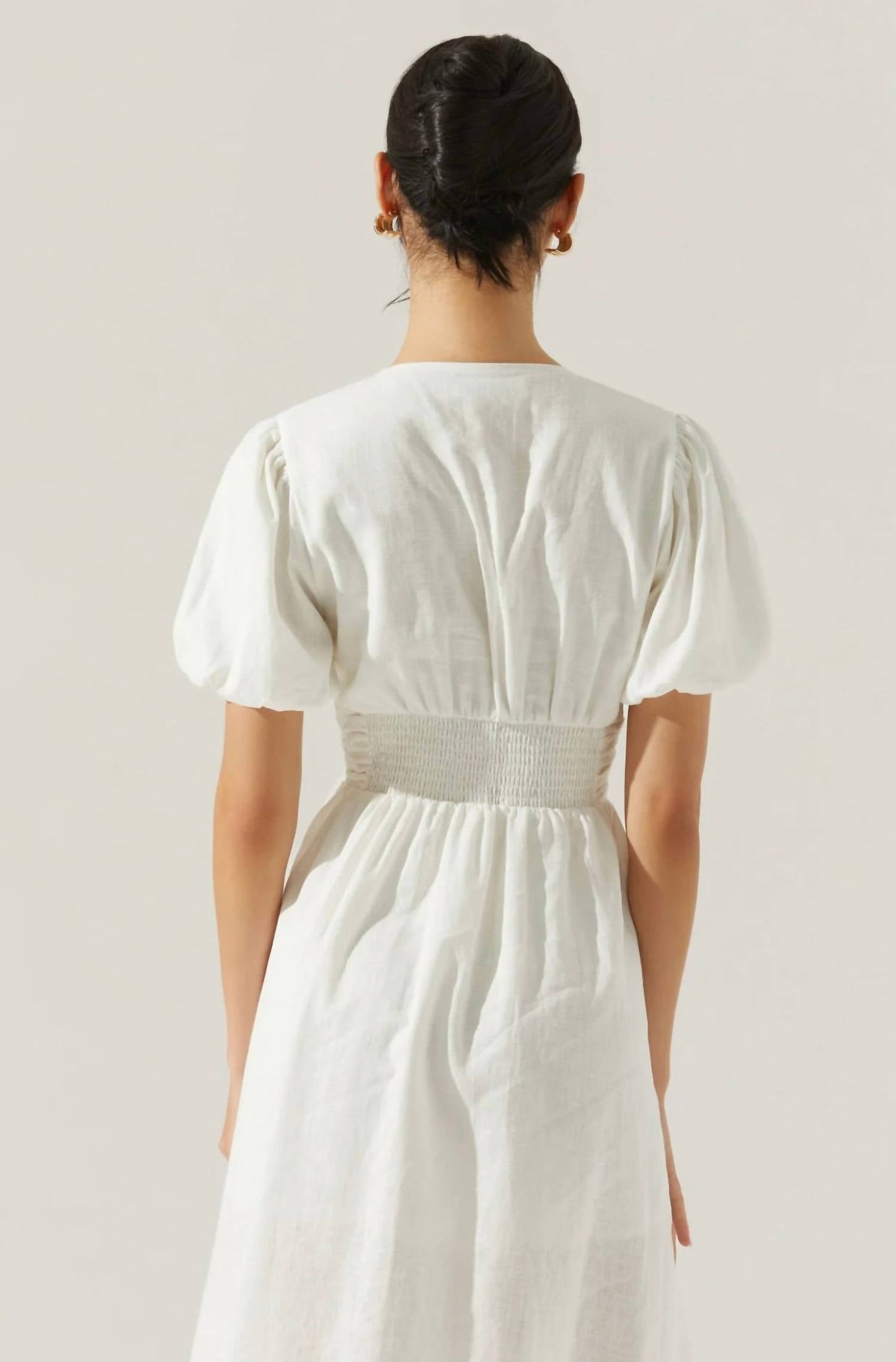 Astr - Citrine Linen Bow Front Midi Dress