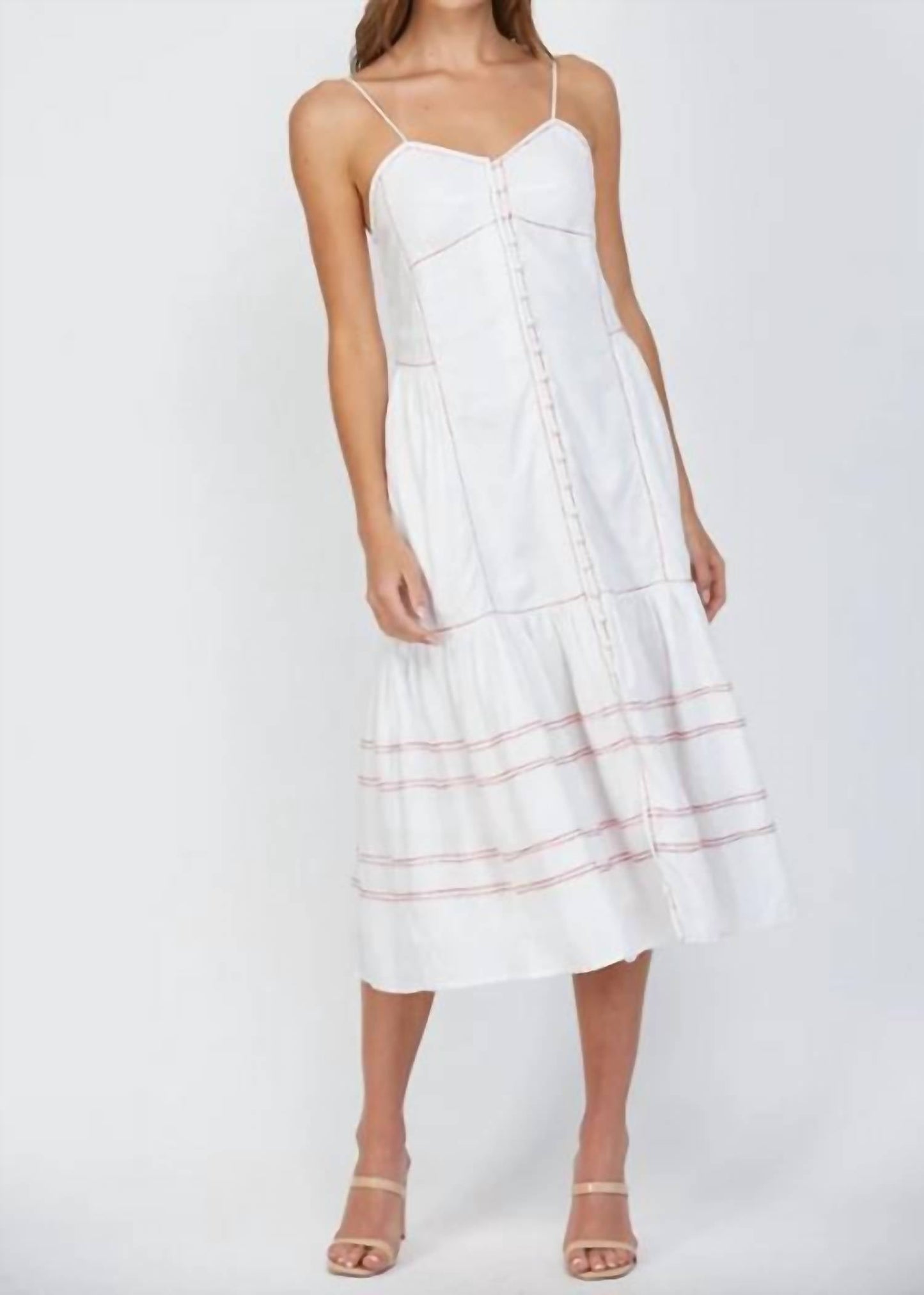 Fate - Rio Top Stitch Detail Linen Blend Dress