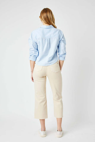 Judy Blue - Calça jeans cropped de cintura alta e perna larga