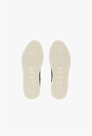 Balmain - Tênis de cano alto feminino B-court bicolor monograma jacquard