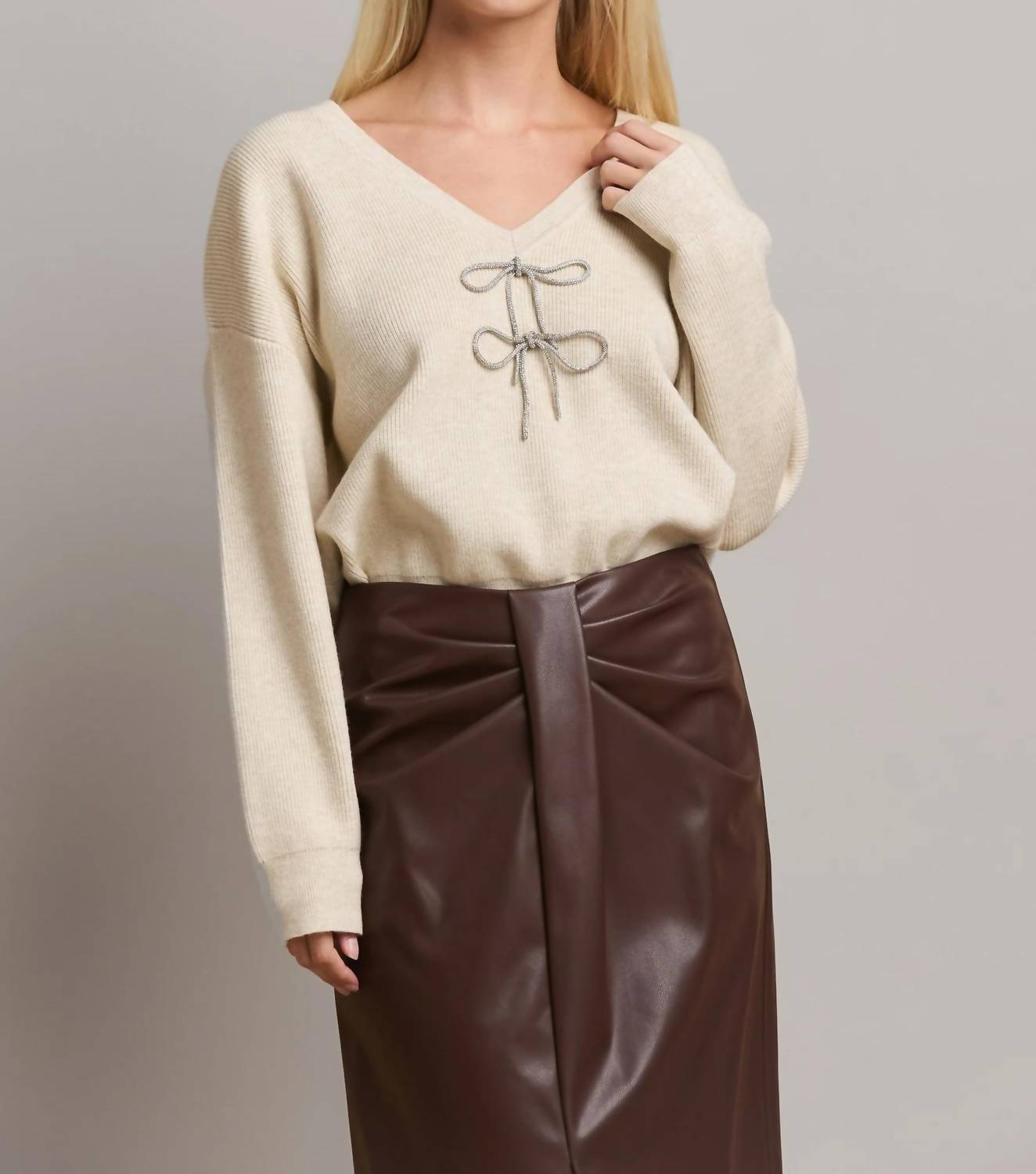 Able - Rhinestone Bow Sweater
