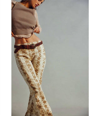 Free People - Calça jeans flare estampada Penny Pull-on