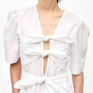 Ganni - Vestido midi com elastano lavado