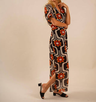 Care Tucker - Beatrice All Over Wild Flower Pattern Kaftan Dress