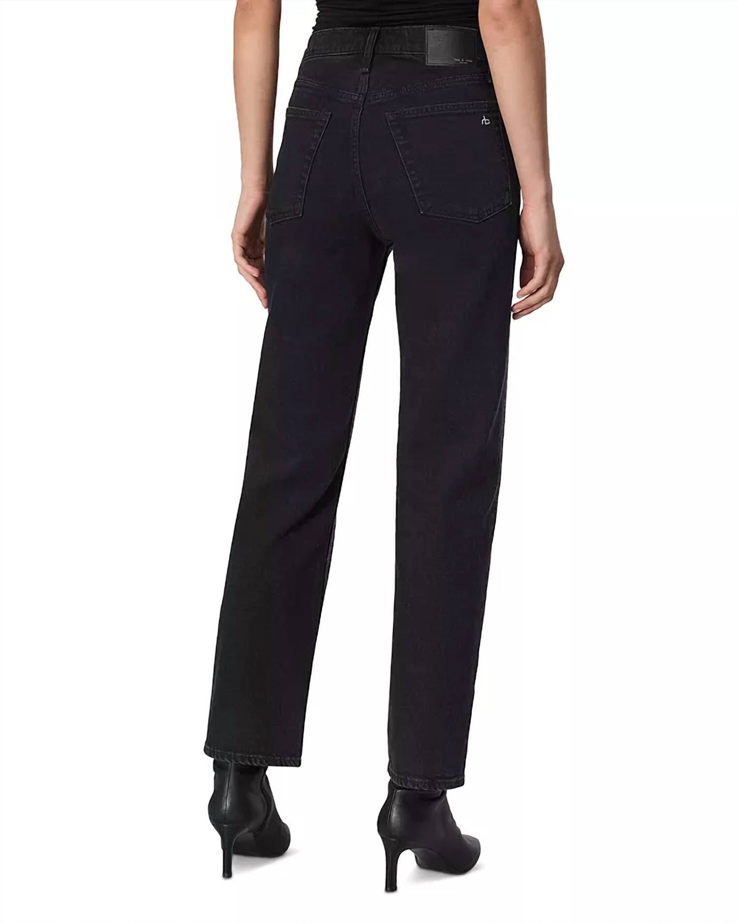Rag & Bone - Harlow Embellished High Rise Straight Leg Ankle Jeans