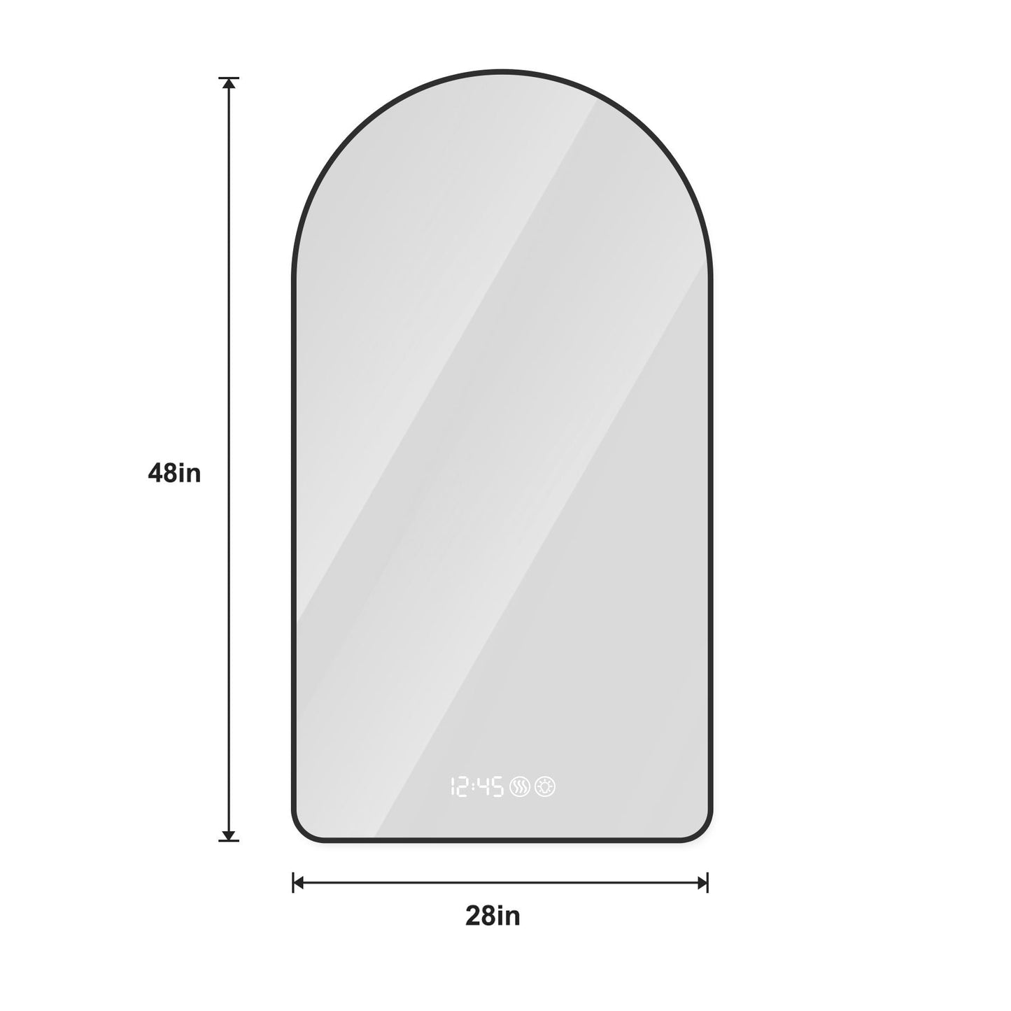 Arched LED Vanity Mirror With Time & Temperature Display