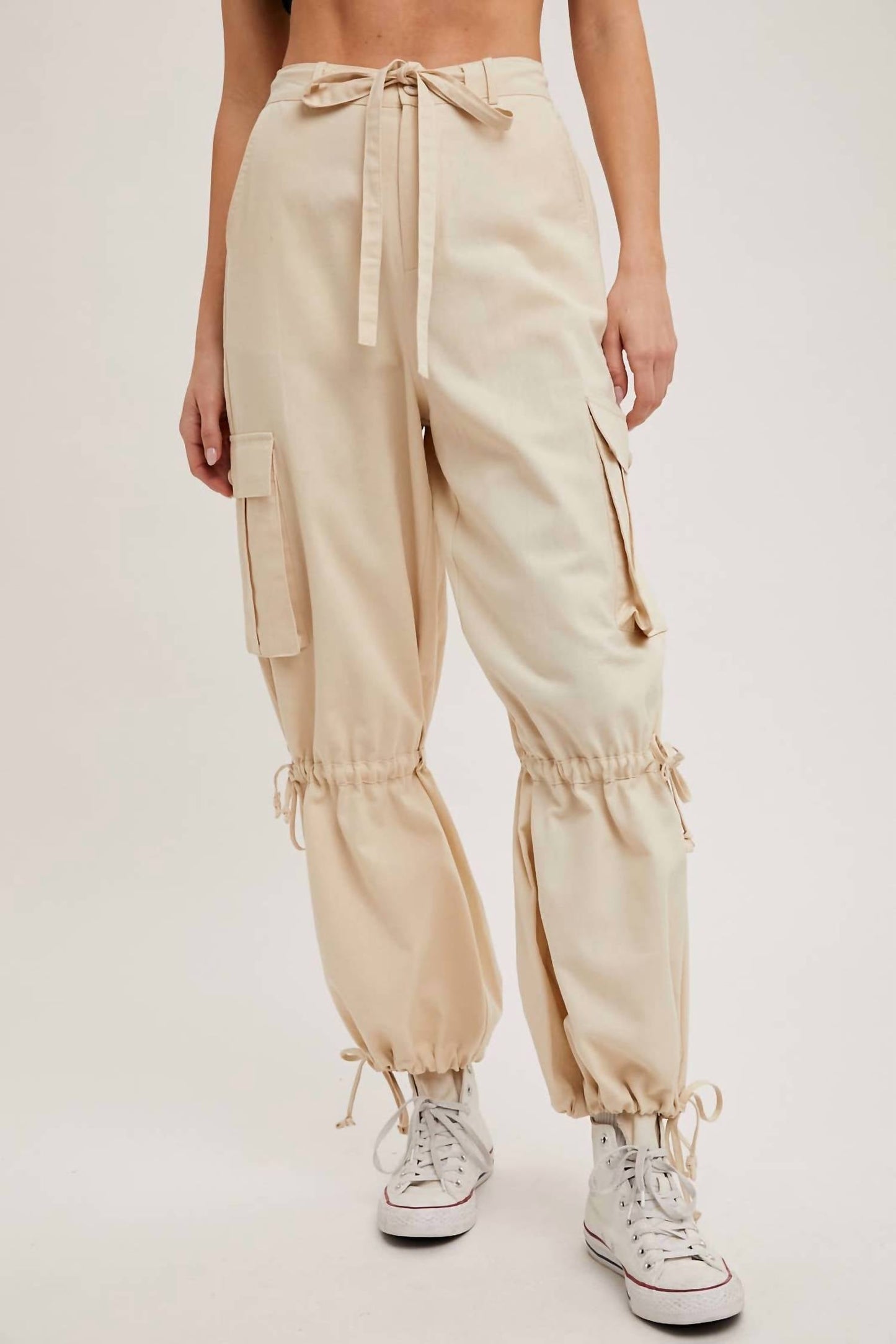 Bluivy - High-rise Drawstring Cargo Pants