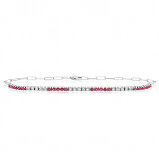 Diana M Jewels - Pulseira de tênis com diamantes e rubis de 0,70 cts