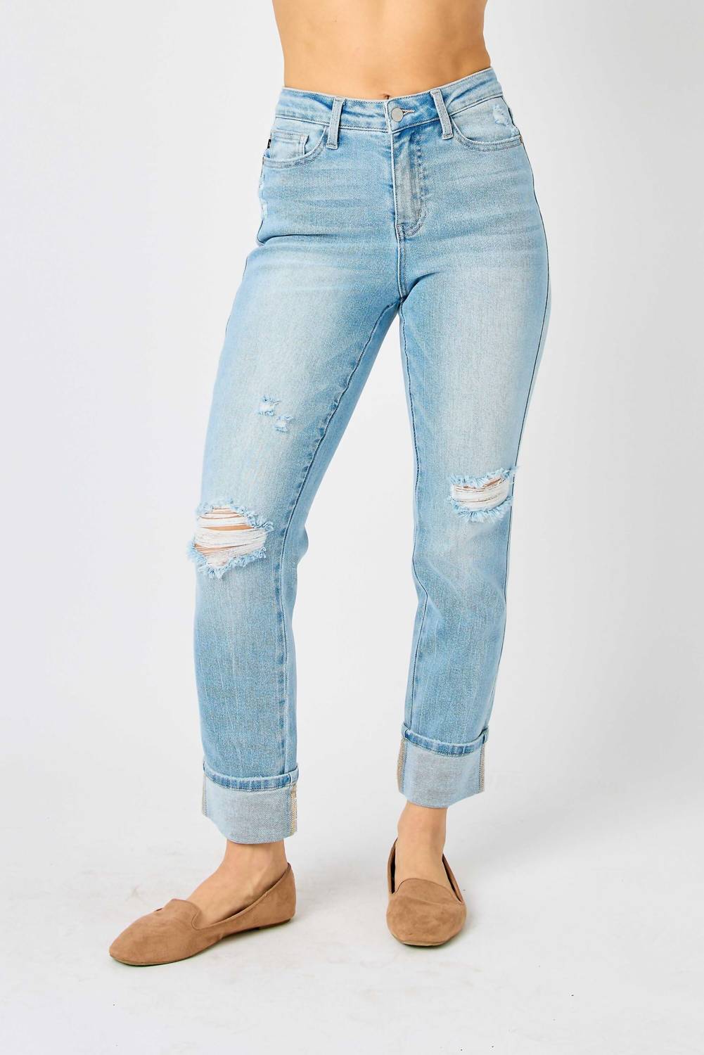 Judy Blue - Boyfriend Mid Rise Star Pocket Jeans