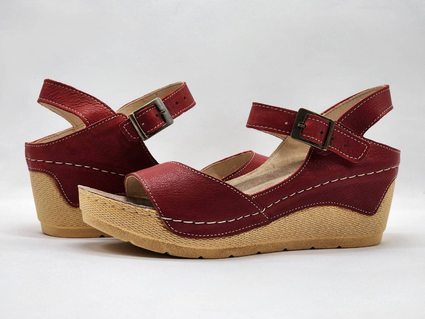 Kcr Group - Women's Wedge Leather Sandal
