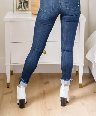 Judy Blue - Calça jeans skinny com cintura média e punho