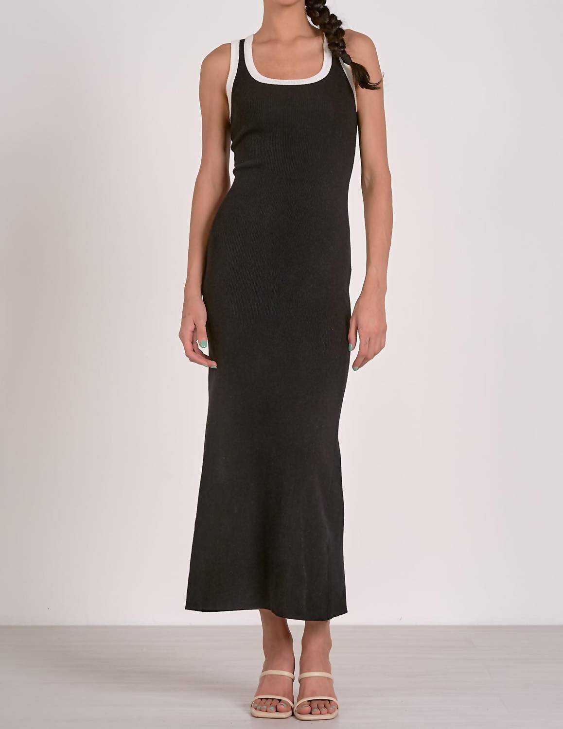 Elan - Contrast Trim Maxi Tank Dress