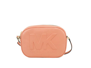 Michael Kors - Bolsa transversal feminina Jet Set Travel de couro oval para câmera, média