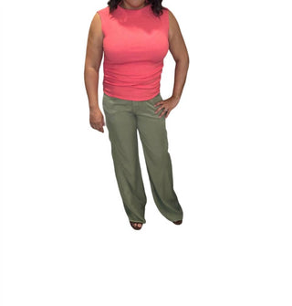 Risen - Calça cargo de tencel de cintura alta e perna larga