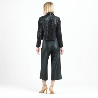Clara Sun Woo - Sequin Knit Liquid Leather™ Sheen Moto Jacket