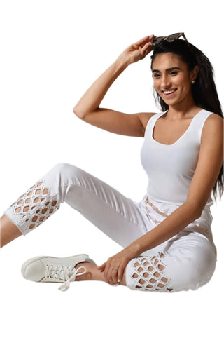 Frank Lyman - Calça Jeans Recortada Dimante Cintura Alta