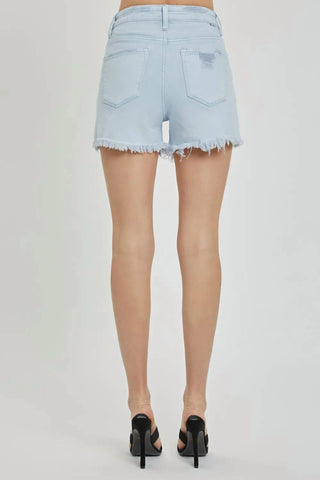 Risen - Shorts jeans de cintura alta com detalhes desgastados e tamanho grande