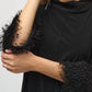 Joseph Ribkoff - Trapeze Top With Feather Cuffs