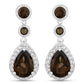 7.34 Carat Genuine Smoky Quartz and White Topaz .925 Sterling Silver Earrings