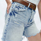 Bayeas - Bella High Rise Button Fly Distressed Denim Shorts