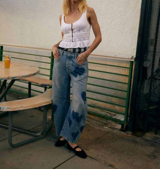 Core In Fashion - Heart Patch Wide Leg Denim