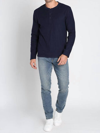 Jachs New York - Henley de manga comprida com waffle escovado