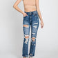 Petra153 - Zoey Super High Rise Destroyed Slim Straight Jeans