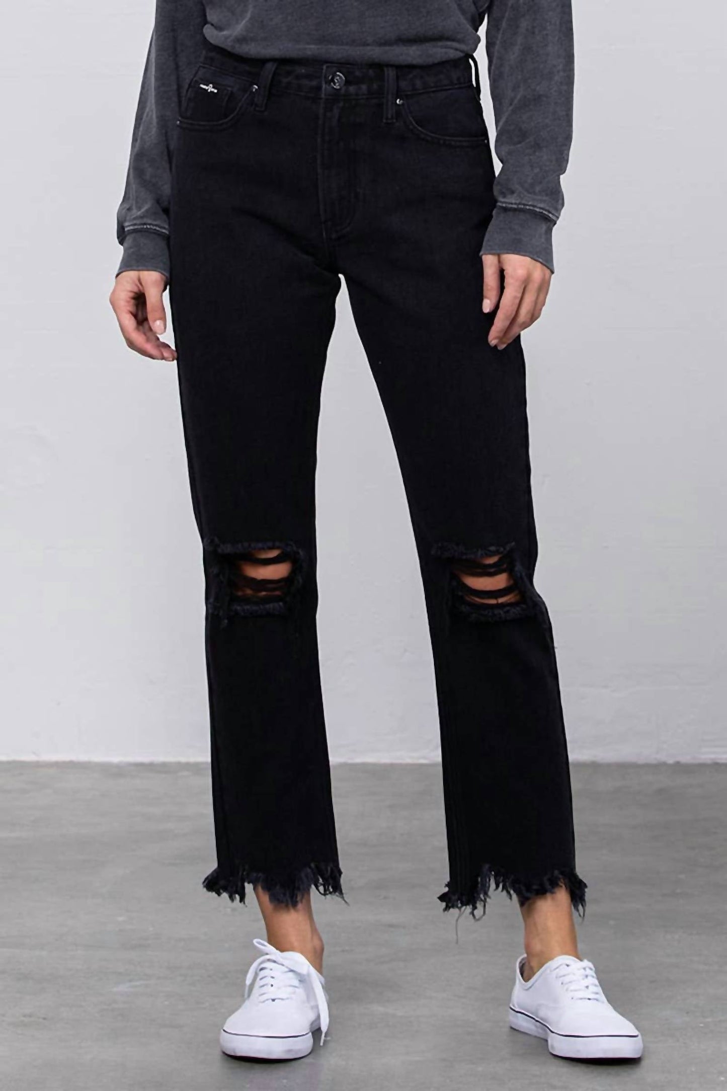 Insane Gene - High Rise Ripped Frayed Jeans