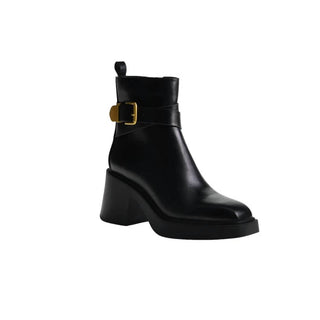 Chinese Laundry - Women's Leather With Gold Buckle Ankle Boots