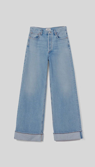 Agolde - Calça Jeans Feminina de Cintura Alta e Perna Larga